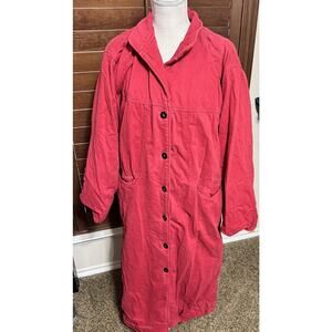 CMC Color Me Cotton Long Red Coat Chore Barn Country Women’s S/M Jacket VTG 90s